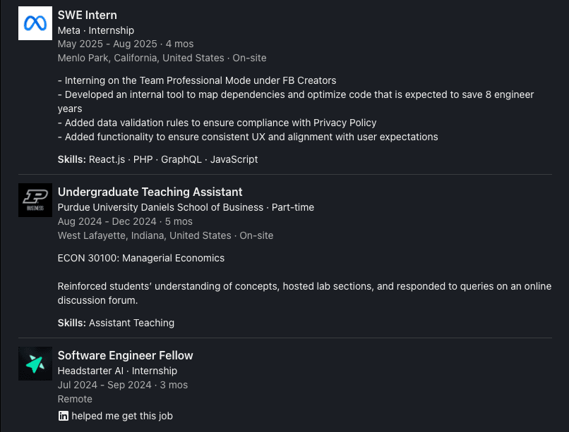 Aayan Agarwal LinkedIn post