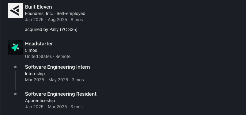 Arhaan Keshwani LinkedIn post