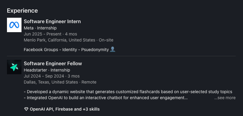 Noble Mathew LinkedIn post