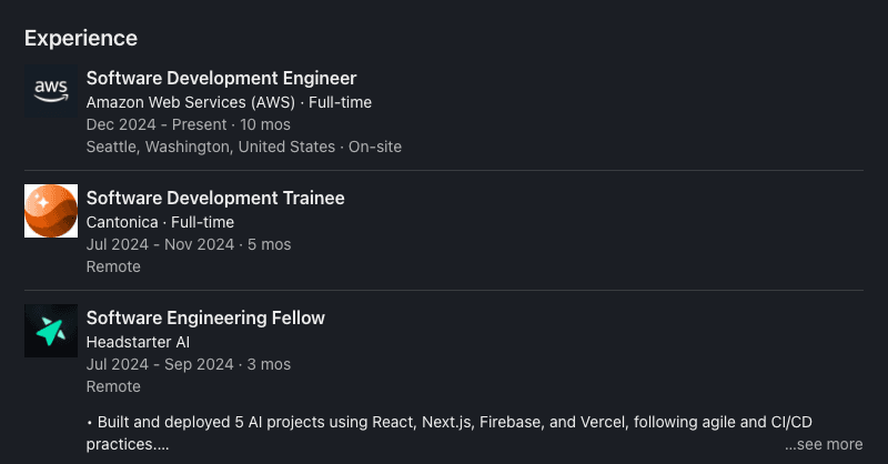 Riddhi Dange LinkedIn post